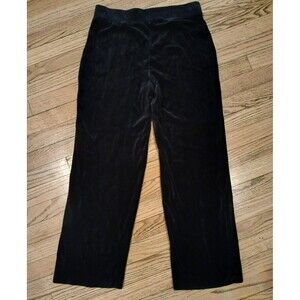 Valerie Stevens Women's Black Velvet Pants Wide Leg Elastic Waist Pull On M/P